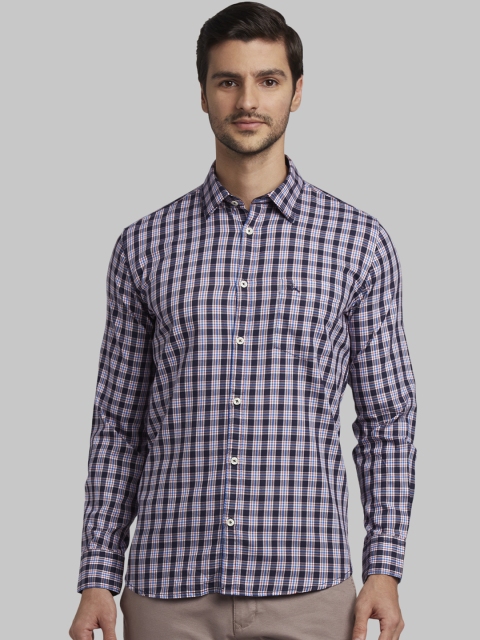 

Parx Men Red & Blue Slim Fit Checked Casual Shirt