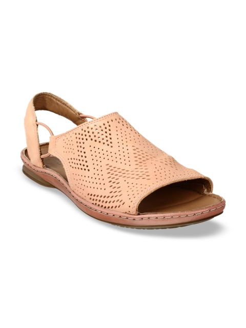 

Clarks Women Beige Solid Leather Open Toe Flats