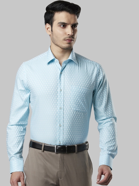 

Raymond Men Blue Regular Fit Self Design Formal Shirt