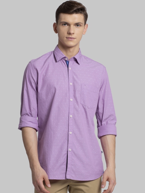 Parx Men Lavender Slim Fit Printed Casual Shirt