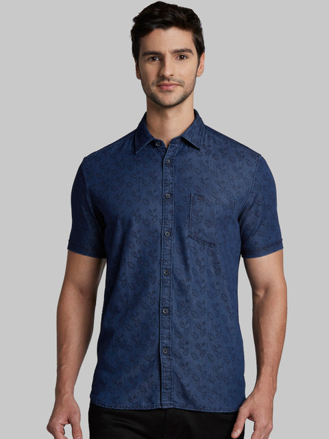 

Parx Men Navy Blue Slim Fit Printed Casual Shirt