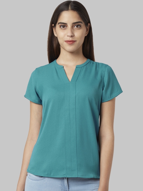 

Park Avenue Women Teal Green Solid Top