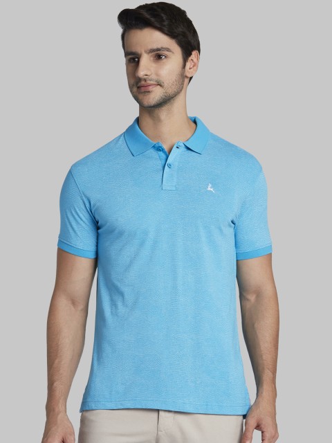 

Parx Men Blue Solid Polo Collar T-shirt