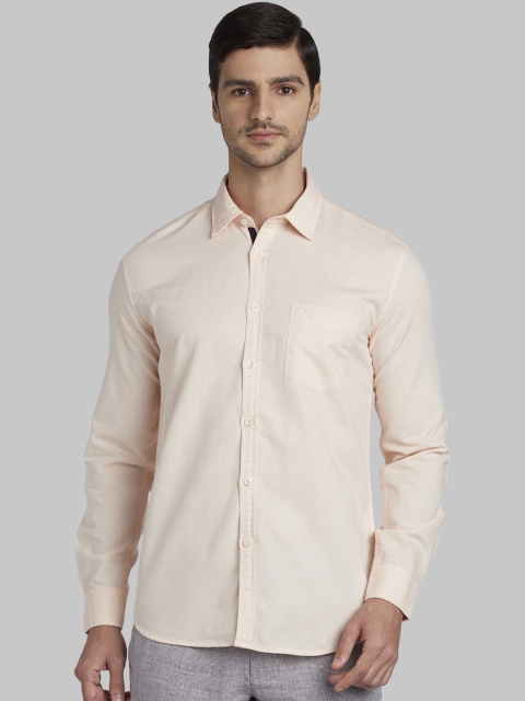 

Parx Men Peach-Coloured Slim Fit Solid Casual Shirt