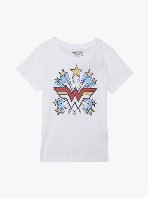 

Kids Ville Wonder Woman featured White Tshirt for Girls