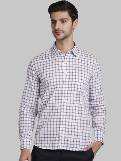 

Parx Men White & Blue Slim Fit Checked Casual Shirt