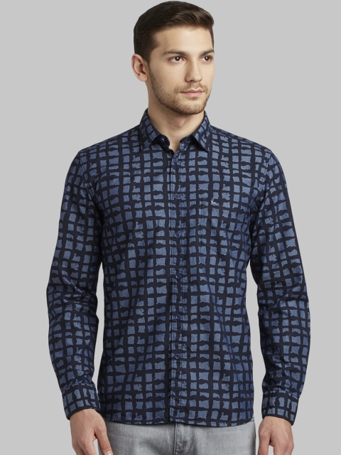 

Parx Men Blue Slim Fit Printed Casual Shirt