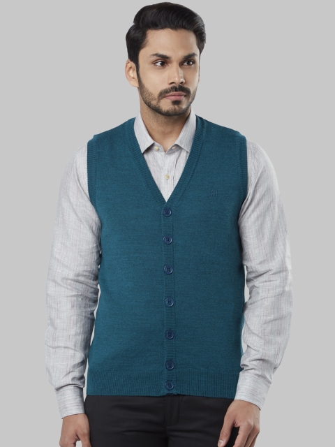 

Raymond Men Teal Blue Solid Cardigan