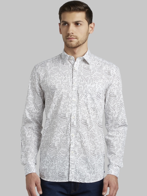 

Parx Men White Slim Fit Printed Casual Shirt