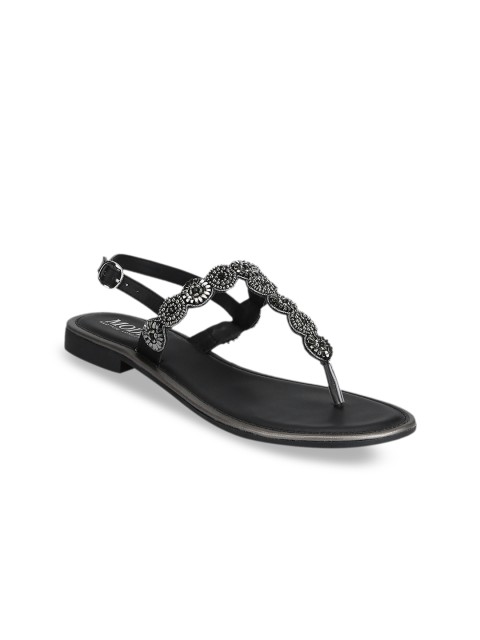 

Mode by Red Tape Women Black Embellished T-Strap Flats