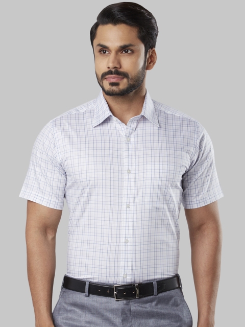 

Raymond Men White & Purple Regular Fit Checked Formal Shirt