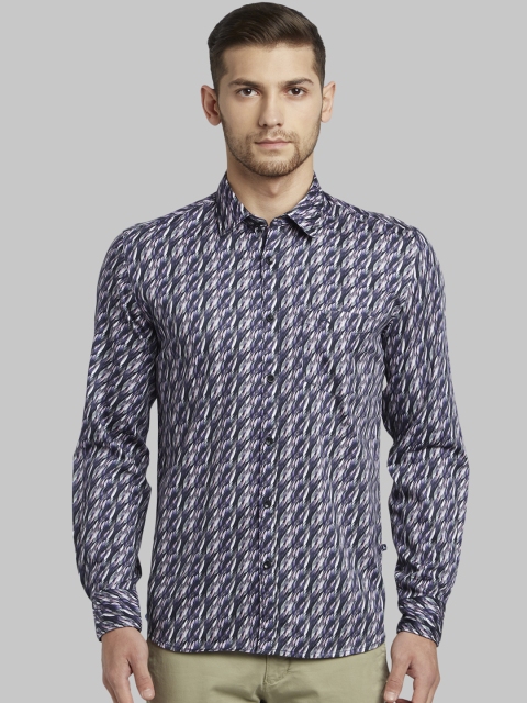 

Parx Men Blue Slim Fit Printed Casual Shirt