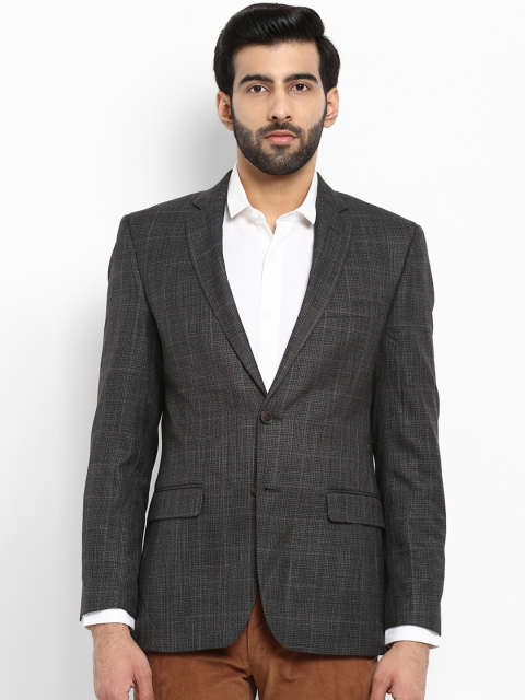 

ColorPlus Men Grey Checked Single-Breasted Blazer