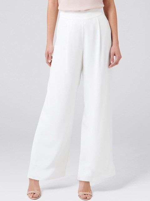 

Forever New Women White Regular Fit Solid Parallel Trousers