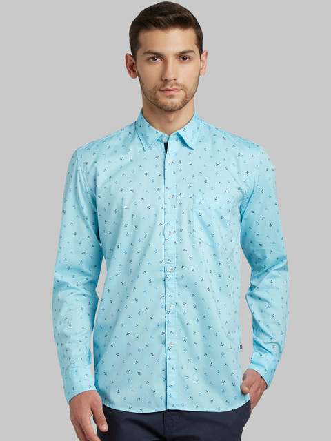 

Parx Men Blue Slim Fit Printed Casual Shirt