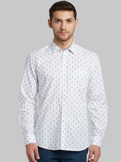 

Parx Men White Slim Fit Printed Casual Shirt