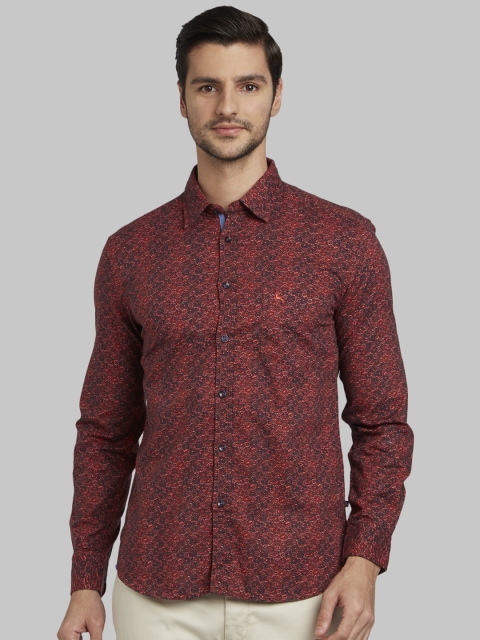 

Parx Men Red Slim Fit Printed Casual Shirt