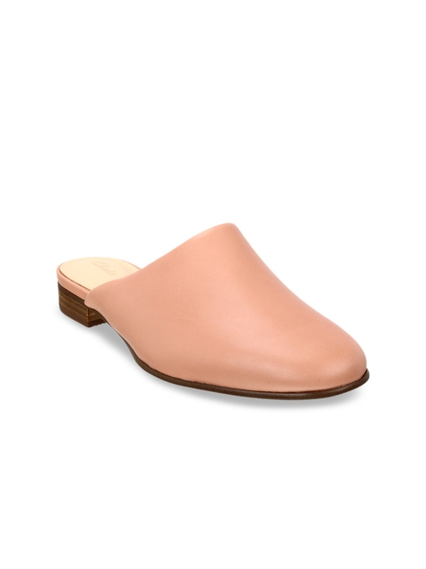 

Clarks Women Pink Solid Leather Mules