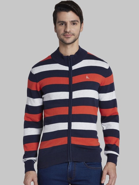 

Parx Men Orange & Blue Striped Sweater