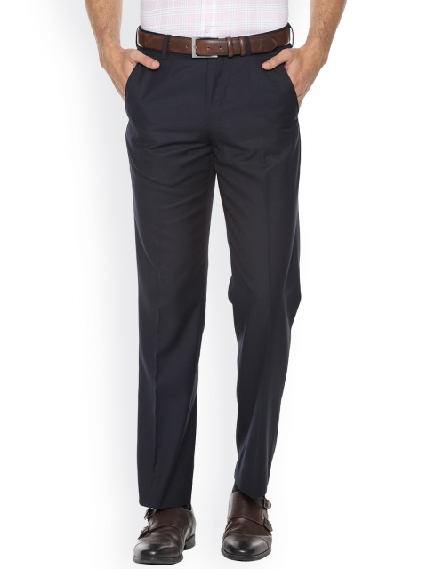

Van Heusen Men Navy Blue Slim Fit Self Design Formal Trousers