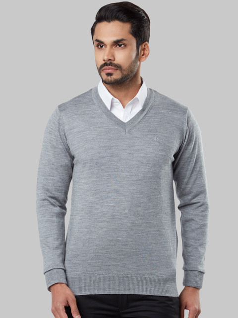 

Raymond Men Grey Solid Sweater