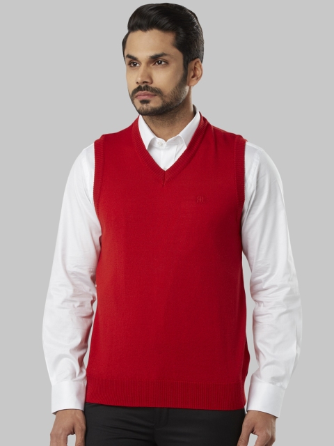 

Raymond Men Red Solid Sweater Vest