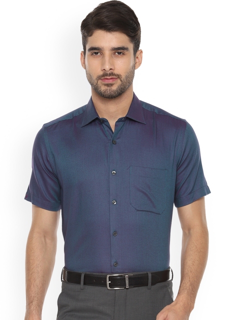 

Louis Philippe Men Blue Regular Fit Self Design Party Shirt