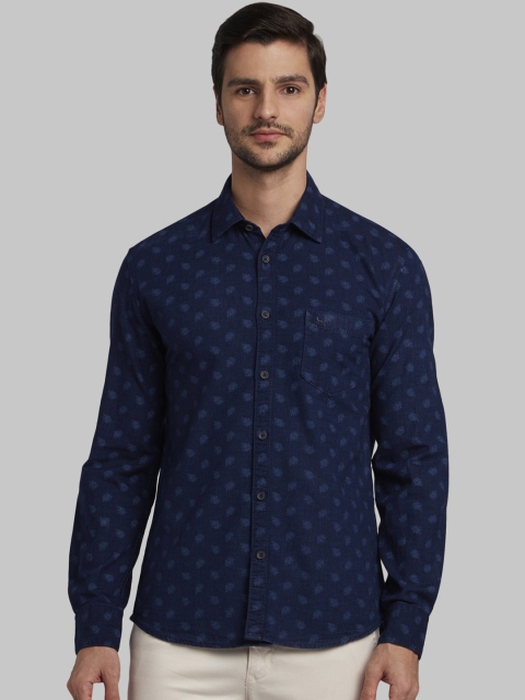

Parx Men Blue Slim Fit Printed Casual Shirt