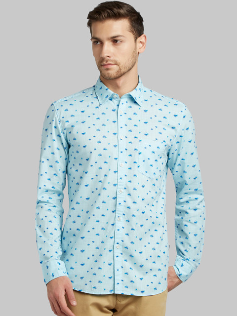 

Parx Men Blue Slim Fit Printed Casual Shirt
