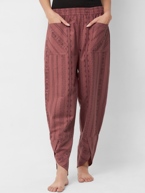 

Mystere Paris Women Rust Brown Printed Lounge Pants G386B