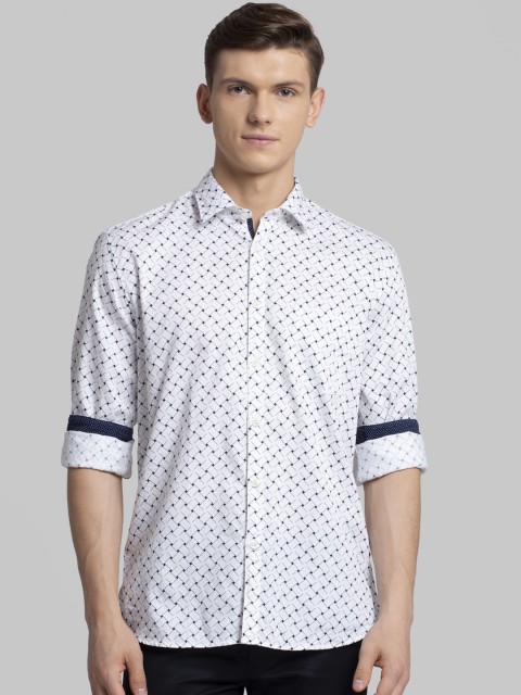 

Parx Men White & Blue Slim Fit Printed Casual Shirt