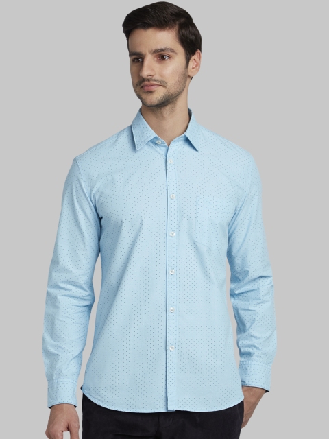 

Parx Men Turquoise Blue Slim Fit Printed Casual Shirt