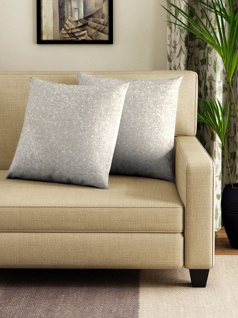 

NEUDIS Cream-Coloured Set of 2 Self Design Square Cushion Covers