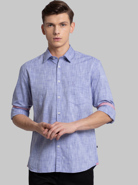 

Parx Men Blue Slim Fit Self Design Casual Shirt