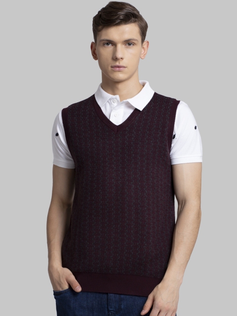 

Parx Men Maroon Self Design Pullover