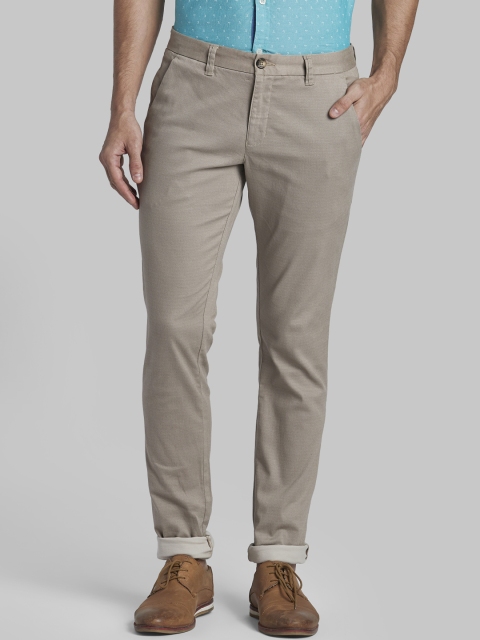 

Parx Men Cream-Coloured Tapered Fit Solid Regular Trousers
