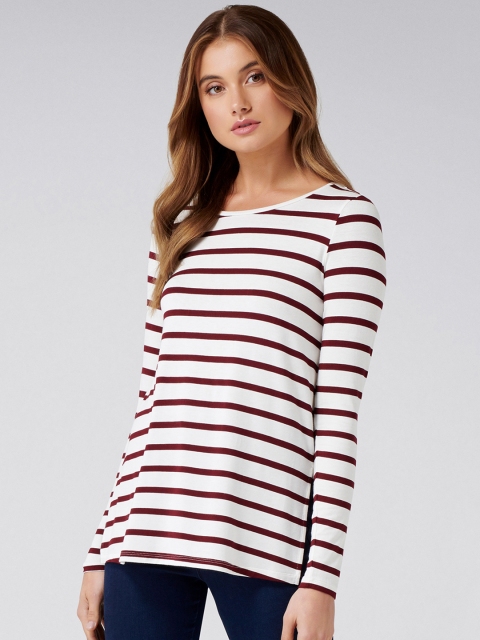 Forever New Women Burgundy Striped Top