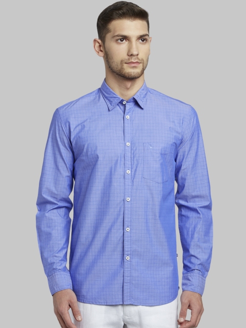 

Parx Men Blue Slim Fit Checked Casual Shirt