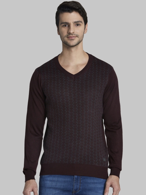

Parx Men Maroon Self Design Pullover