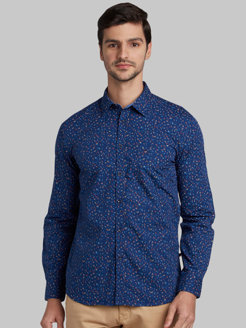 

Parx Men Blue Slim Fit Printed Casual Shirt