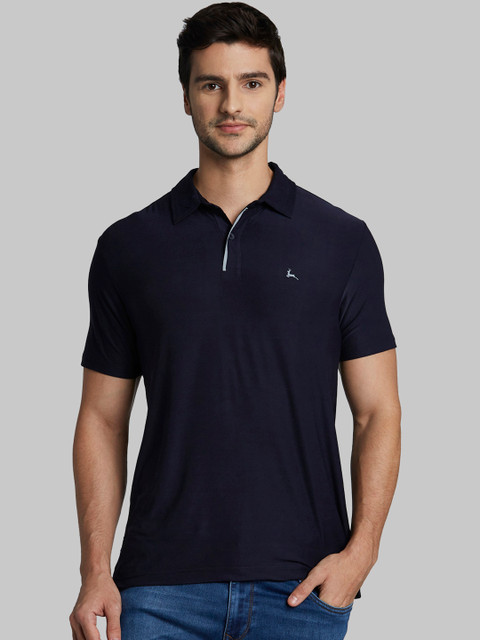 

Parx Men Blue Solid Polo Collar T-shirt