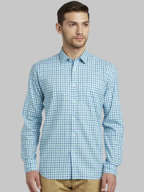 

Parx Men Green Slim Fit Checked Casual Shirt