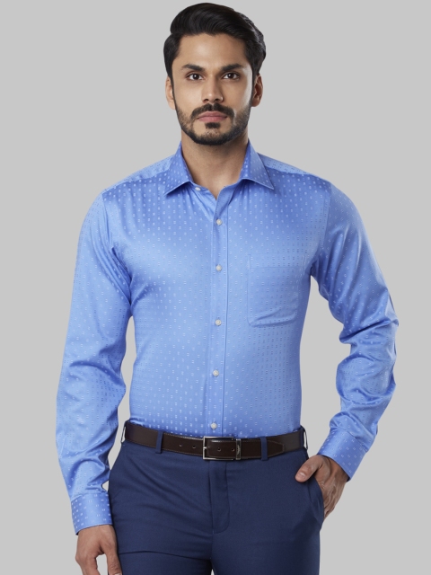 

Raymond Men Blue Slim Fit Self Design Formal Shirt