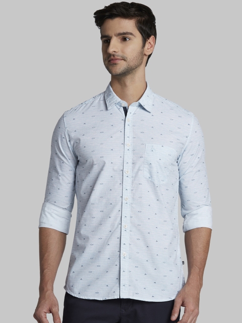 

Parx Men Blue Slim Fit Printed Casual Shirt