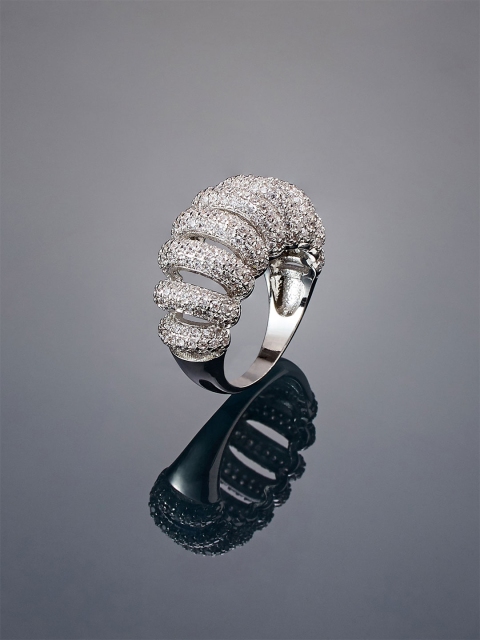 

shaze Women Silver-Plated CZ-Studded Finger Ring