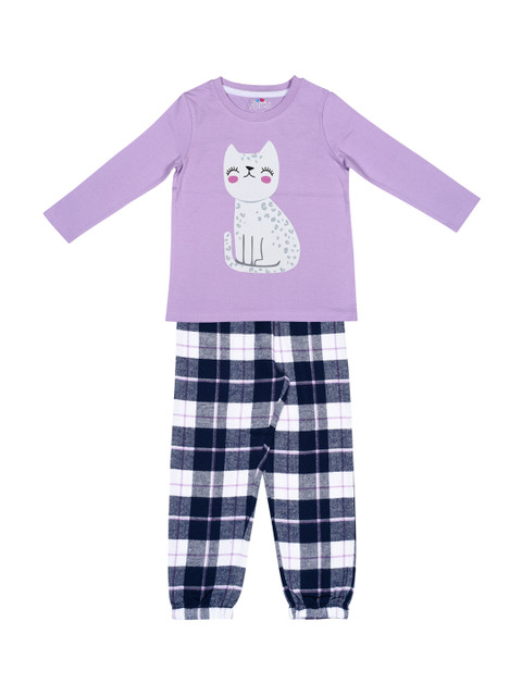 

ventra Girls Lavender & Navy Blue Printed Night Suit VNT-5001507-1011