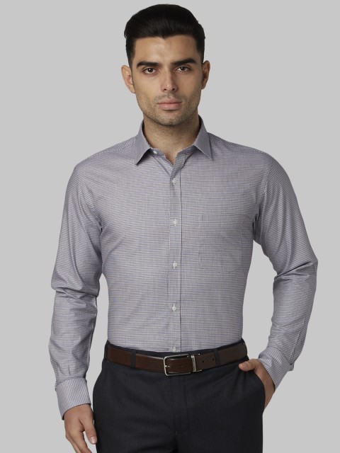 

Park Avenue Men Blue & Brown Slim Fit Self Design Formal Shirt