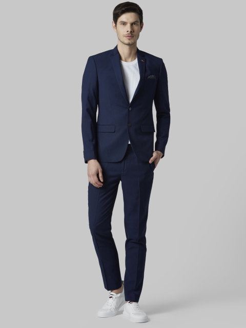 Park Avenue Men Blue Solid Regular-Fit Single-Breasted Suit
