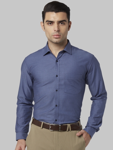 Park Avenue Men Blue Slim Fit Self Design Formal Shirt