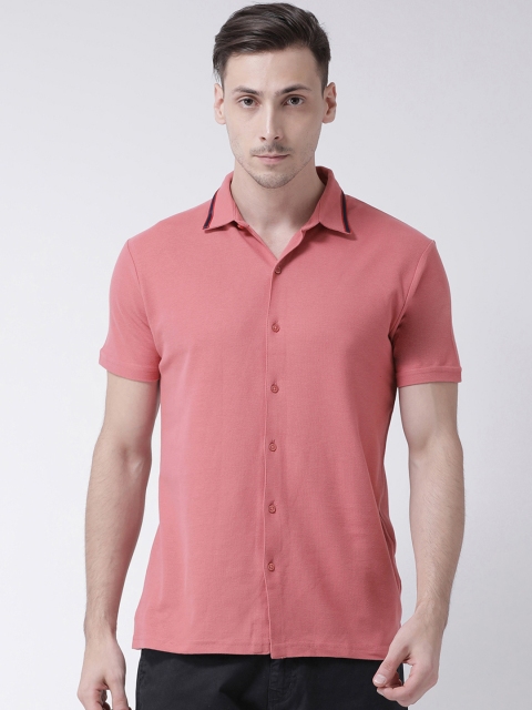 

REALM Men Pink Slim Fit Solid Casual Shirt